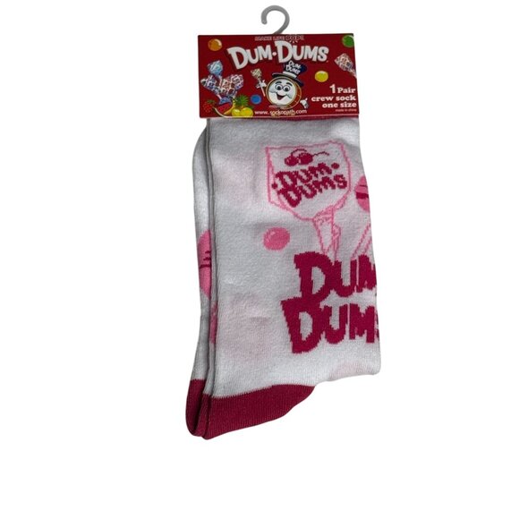 Dum Dums Bubble Gum Crew Socks Pink White Graphic One Size - Picture 1 of 2